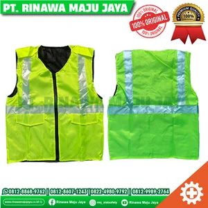 Rompi Proyek safety busa / rompi proyek busa / rompi safety busa warna hijau / Rompi parkir bahan parasut busa warna hijau Allsize - Kingrins