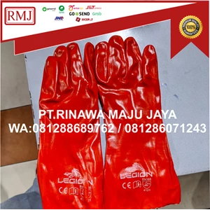 Sarung tangan safety karet PVC Gosave Legion Merah
