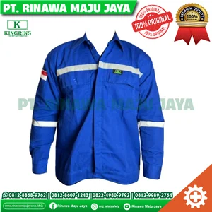 Baju seragam Kerja K3 lengan Panjang warna Biru BCA / Baju wearpack safety lengan panjang Kingrins warna Biru ukuran M-XXXL