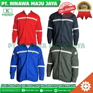 Baju seragam Kerja K3 lengan Panjang warna Biru BCA / Baju wearpack safety lengan panjang Kingrins warna Biru ukuran M-XXXL