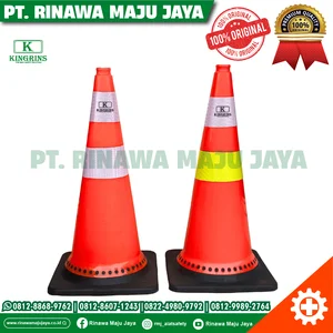 Traffic cone Safety / Kerucut lalu lintas ukuran 75 cm base rubber Hitam merk Kingrins