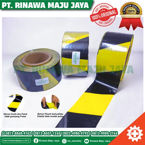 Police Line / Garis polisi / Garis pembatas area berbahaya - Barricade tape Kingrins ukuran 3 inch x 300 meter warna hitam kuning