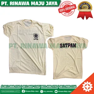 Kaos Seragam Security warna krem terdapat logo dan tulisan satpam / Kaos satpam warna krem ukuran M-XXL