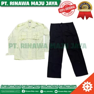 Seragam security / satpam baju Celana satpam warna cream bahan Drill lengkap dengan bed wilayah 
