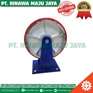 Roda Troli PU kaki biru Xtra Super Heavy duty  ukuran 10 inch tipe lurus / mati kapasitas 1100Kg / 1.1 Ton