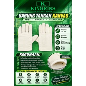 KINGRINS - Sarung Tangan safety bahan Kanvas lapis Furing panjang 25 cm / Sarung tangan knavas Safety Gloves Industri Konstruksi Gudang dan Bengkel