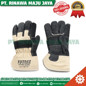 Sarung tangan las RRT Fitter kombinasi - Sarung tangan las Yutaka fitter kulit sapi asli panjang 10 inch