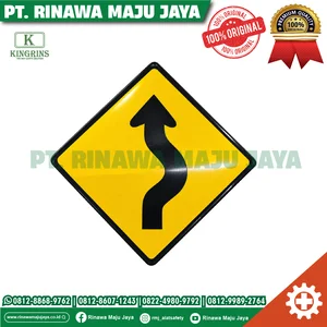 KINGRINS - Rambu Lalu Lintas Jalan Berliku / Rambu Tikungan S / Rambu peringatan Tikungan ukuran 60 x 60 Cm Reflektif