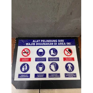 KINGRINS -  Rambu Peringatan Peraturan K3 – Alat Pelindung Diri Wajib Digunakan di Area Proyek 40X60 CM