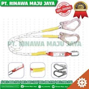 Safety Lanyard Absorber Body Harness ECO double big hook gosave dengan carabiner 