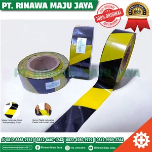 Barricade tape safety line / garis pengaman ukuran 2 inch x 300 meter warna hitam kuning- Kingrins