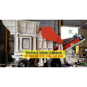 Mesin Pemecah Batu Portable dgn Hopper dan Auto Feeder untuk Produksi Base Coarse