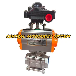 Pneumatic CASA Type CS63D C/W ball Valve 3pcs 1.1/2" SS 316 + Limit Switch APL-210