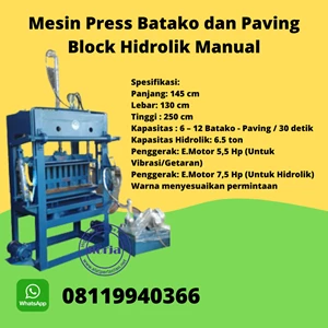 Machine  Press Batako dan Paving Block Hidrolik Manual
