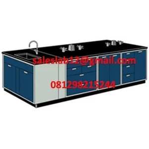Meja Lab Ruangan Tengah dengan sink Meja Laboratorium