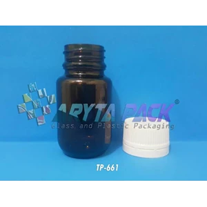 TP661. Brown glass bottles 50 ml fitkom plastic cap (New) 