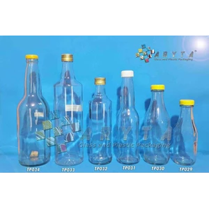 Botol kaca bening 300ml marjan tutup plastik (second) (TP032)