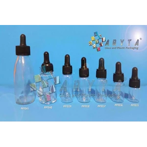 PPT037. Clear glass bottle 15 ml Dropper Cap Black (New)