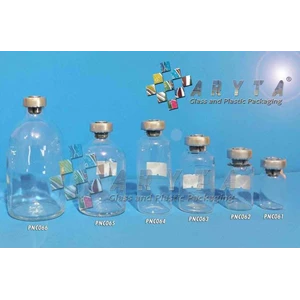 PNC650. Clear glass bottle 100 ml injection aluminum lid (New)