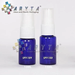 Botol kaca biru 15ml tutup spray (SPY188)