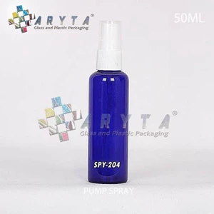 Botol kaca biru 50ml tutup spray (SPY204)