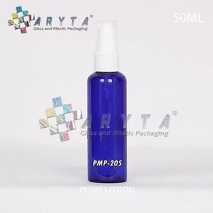 PMP205. Blue glass bottle 50 ml pump lid