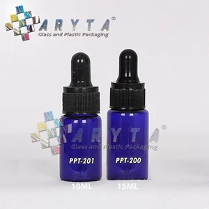 PPT200. Blue glass bottle 15 ml Dropper Cap Black