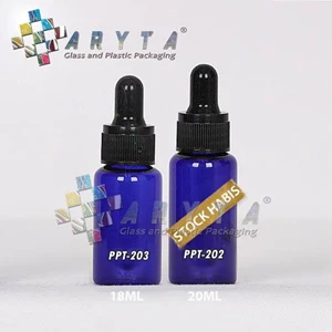 PPT202. Blue glass bottle 20 ml Dropper Cap Black
