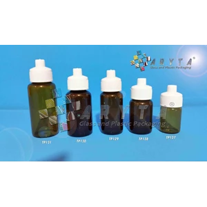 TP130. Brown glass bottle 18ml lids telon (New) 