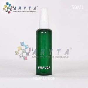 PMP207. Green glass bottles 50 ml pump lid