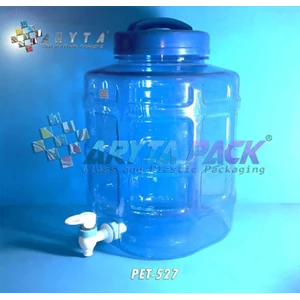 Galon plastik pet 10 liter biru C kotak + keran (PET527)