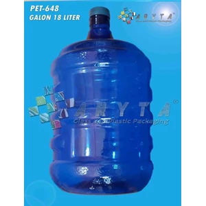 PET648. 18 litre pet plastic gallon blue caps dop