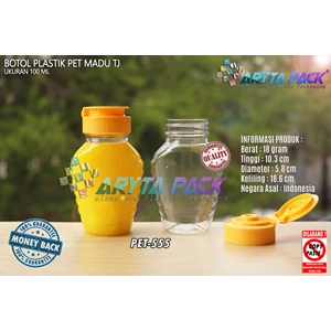 PET555. PET plastic bottle of 100 ml honey TJ fliptop lid 