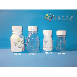 Botol plastik minuman 100ml vitalong natural tutup segel (PET569)
