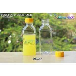 Botol plastik minuman 250ml cimory pendek tutup segel kuning (PET601)