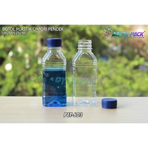 Botol plastik minuman 250ml cimory pendek tutup segel biru (PET603)