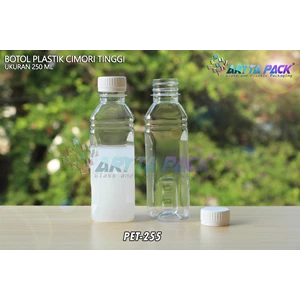 Botol plastik minuman 250ml cimory tinggi tutup segel putih (PET255)