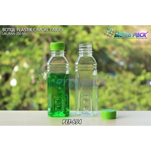 PET654. Beverage plastic bottle 250 ml tall green seal cover cimory