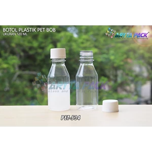Botol plastik minuman 120ml bob bening tutup segel (PET534)