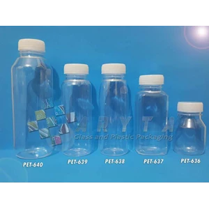 Botol plastik minuman 100ml essen tutup natural segel (PET636)