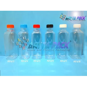 Botol plastik minuman 500ml jus kale kotak tutup natural segel (PET670)