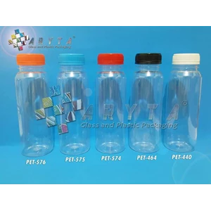 Botol plastik minuman 250ml jus kale tutup merah segel (PET574)