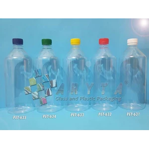 Botol plastik minuman 1 liter dinasol tutup segel putih (PET631)