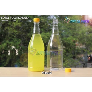 Botol plastik minuman 1 liter angsa tutup segel kuning (PET628)