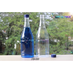 Botol plastik minuman 1 liter angsa tutup segel biru (PET630)