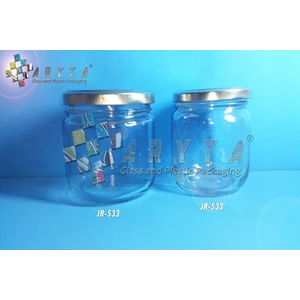 JR533. Round 330 ml glass jar lid tins silver (New)