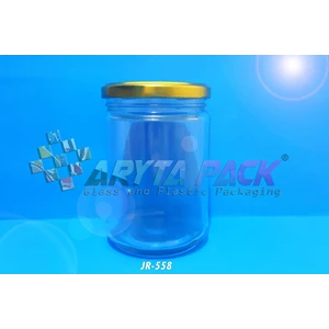 JR558. Round glass jar 500 ml cans gold (New)