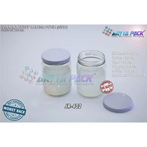 JR402. 250ml glass jar lid cans white (New) 