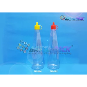 Botol plastik kecap 300ml tutup fliptop merah (PET679)