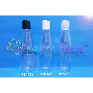 Botol plastik PET Amos 250ml  tutup press on putih susu (PET562)
